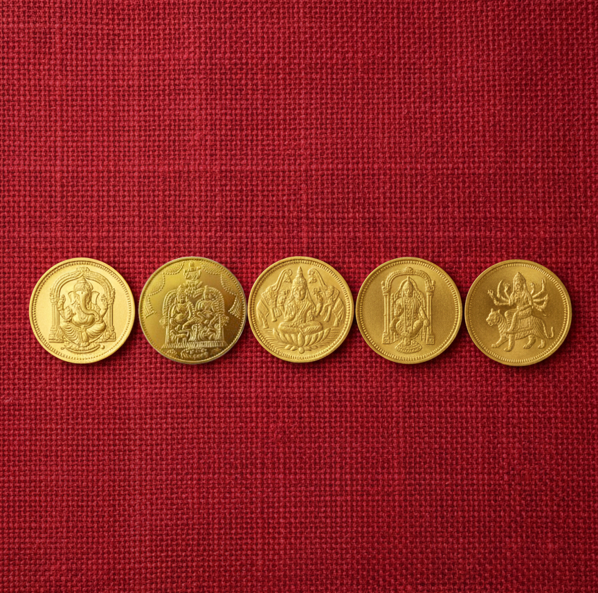 5 Brass Coin for Pooja By Svasti