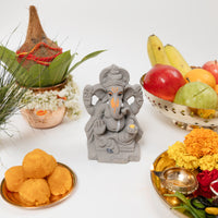 CLAY MUKUT GANESHA  6 INCH PLAIN