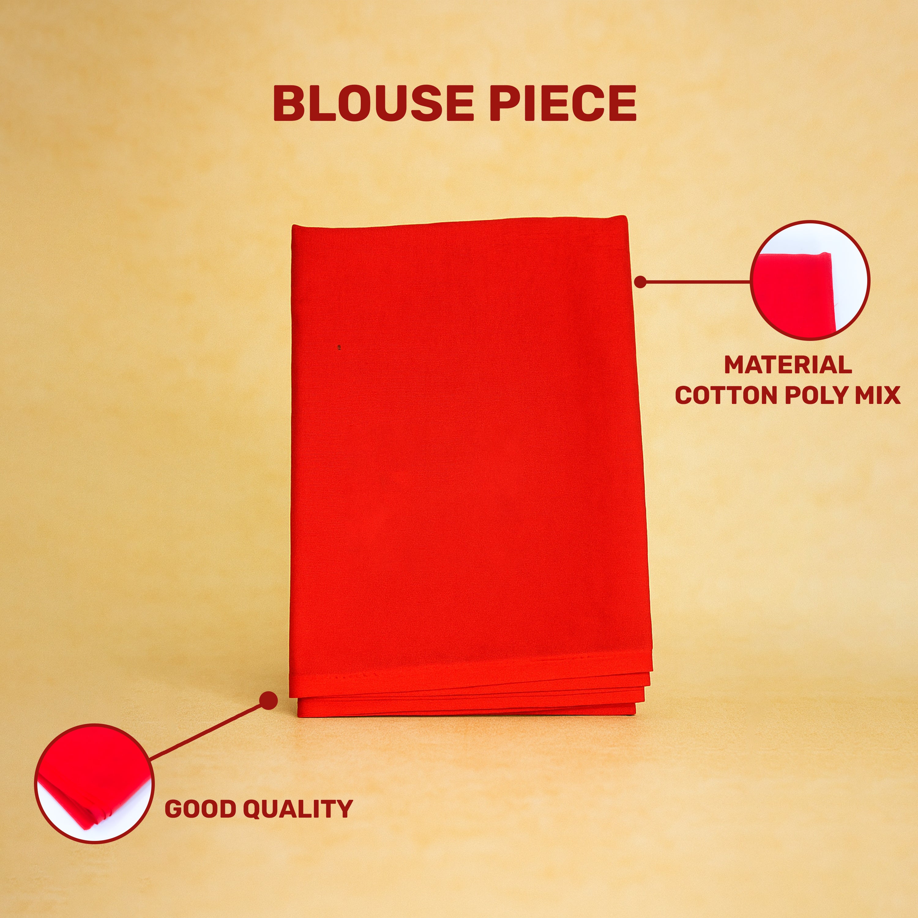 Red Cotton Blouse Piece for Pooja