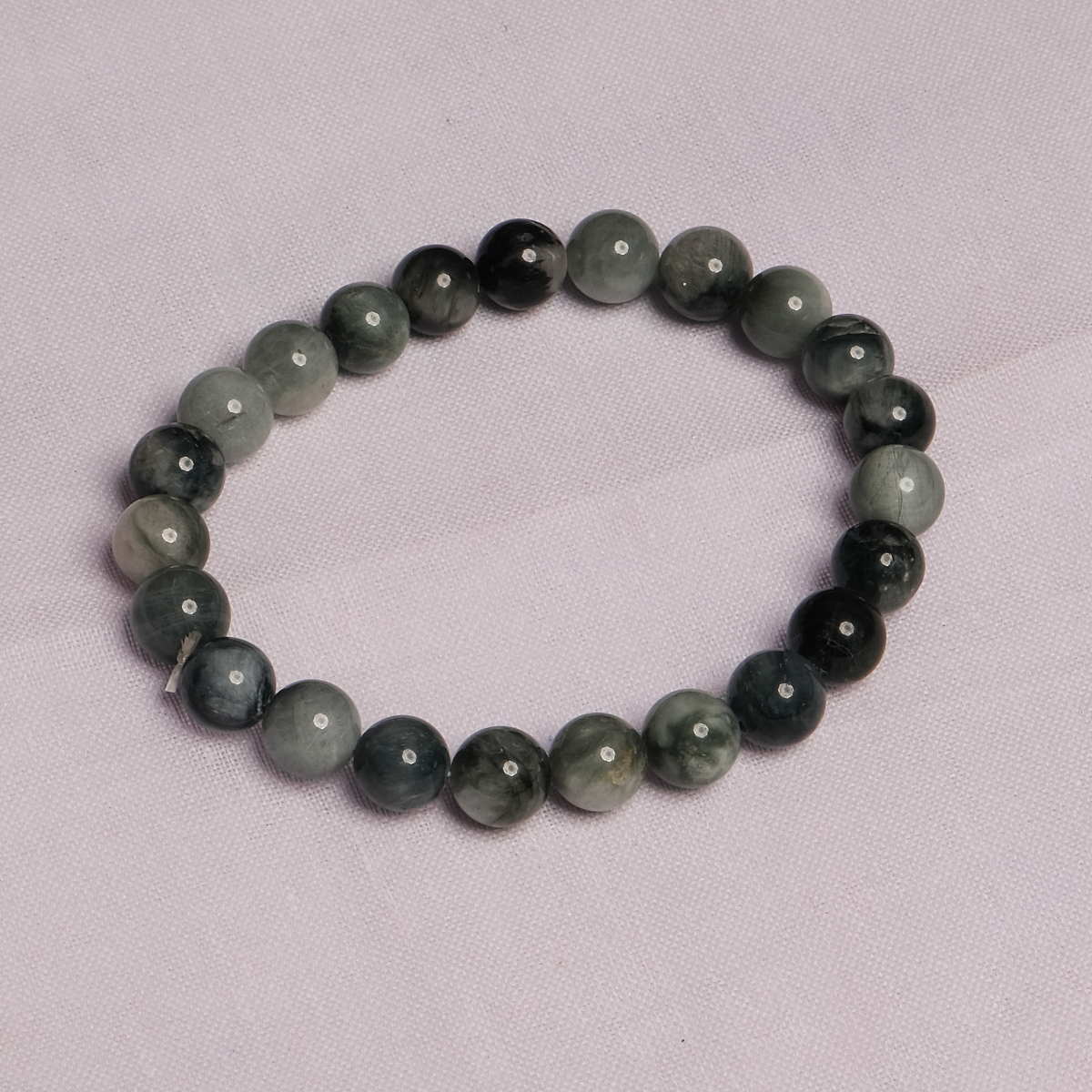 Natural Quartz Cats Eye Grey Beads Bracelet