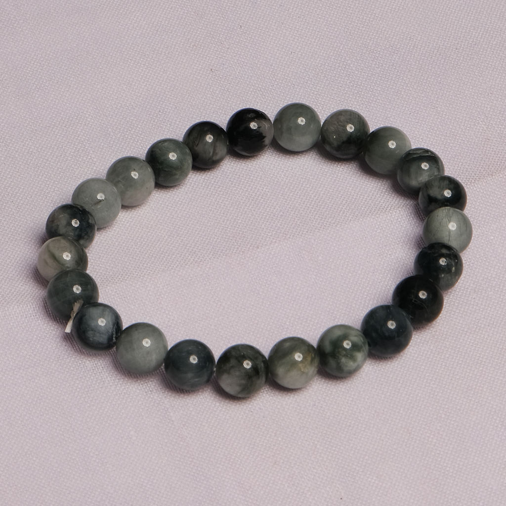 Natural Quartz Cats Eye Grey Beads Bracelet