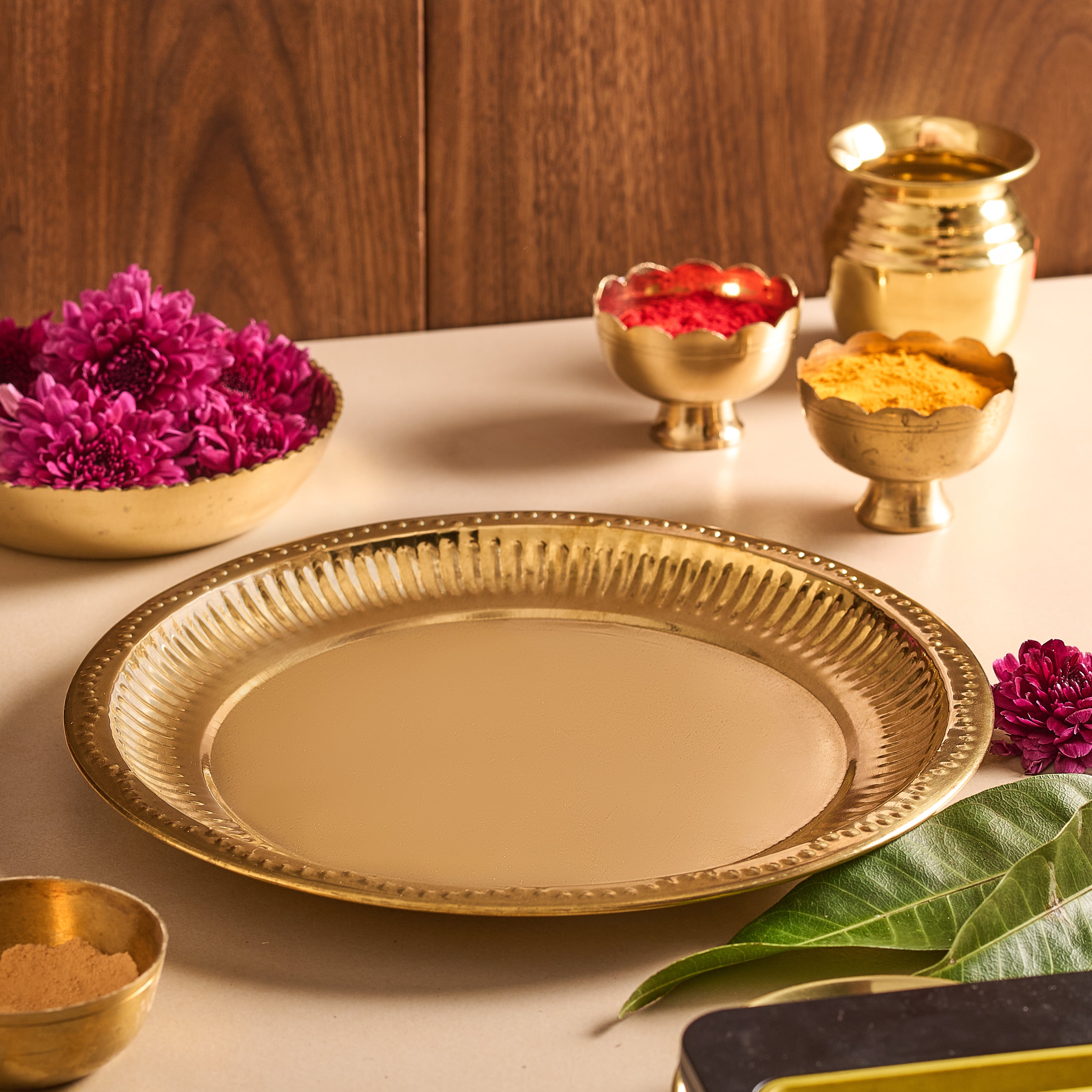 Handcrafted Brass Pooja Plate