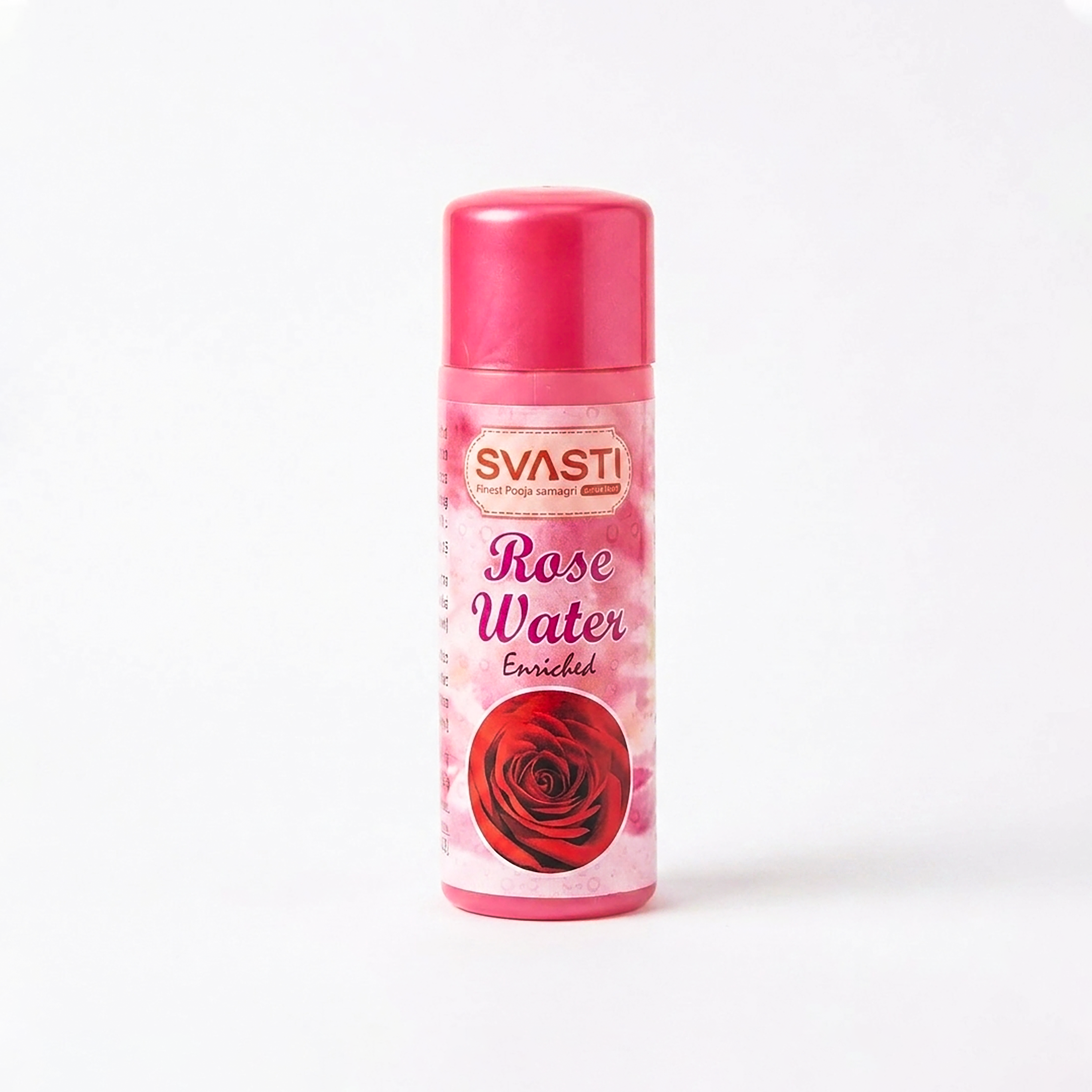 Macro view focusing on the vivid crimson red rose blossom graphic positioned at the lower base of the product label wrapper.