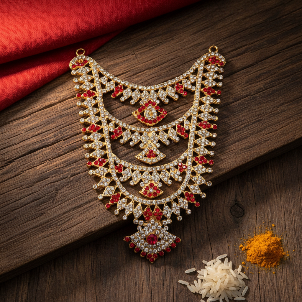 Multi-Layered Stone Necklace for Deity Idols - 6.5 Inch