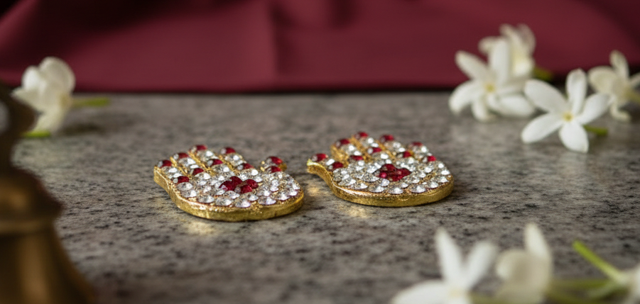 Stone Studded Hastam Pair - 3.5 cm