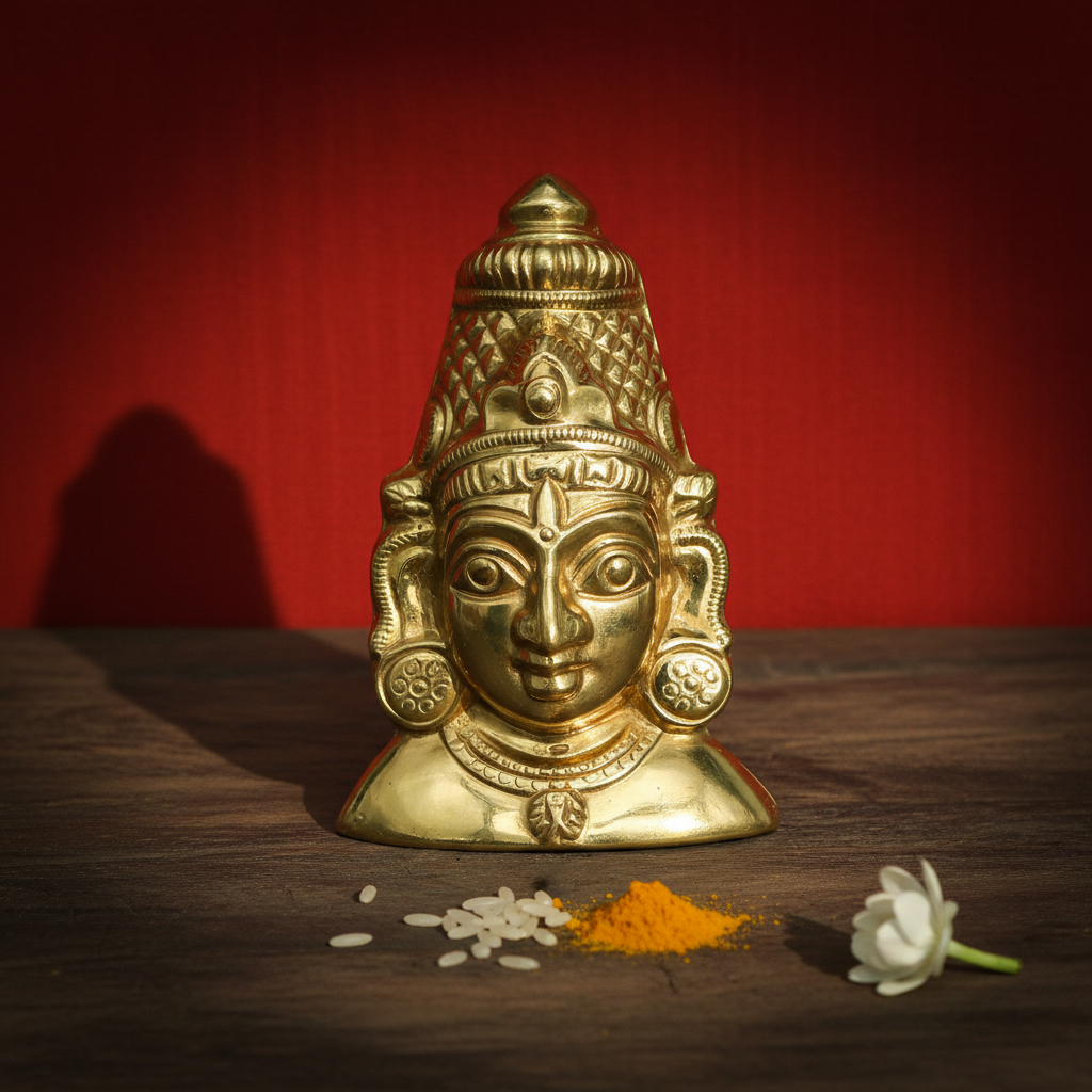 Brass Lakshmi Face for Kalash Altar Decoration.