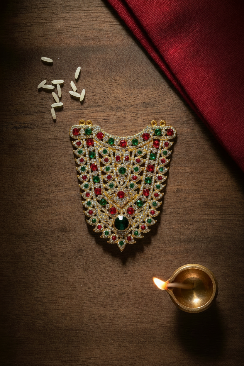 Traditional Stone Necklace for Deity Idols - 6.5 Inch