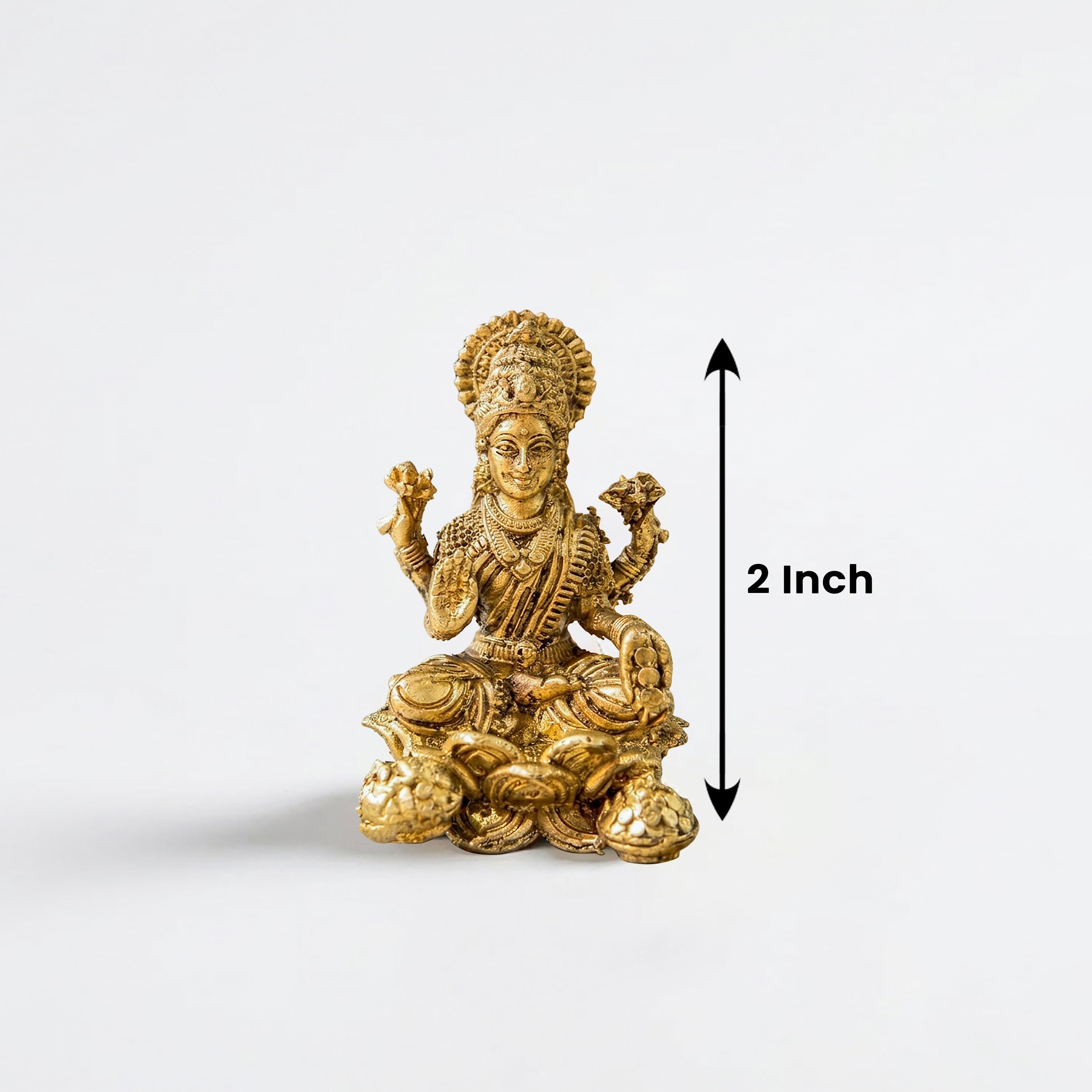 Brass Lakshmi Idol Seated on Lotus