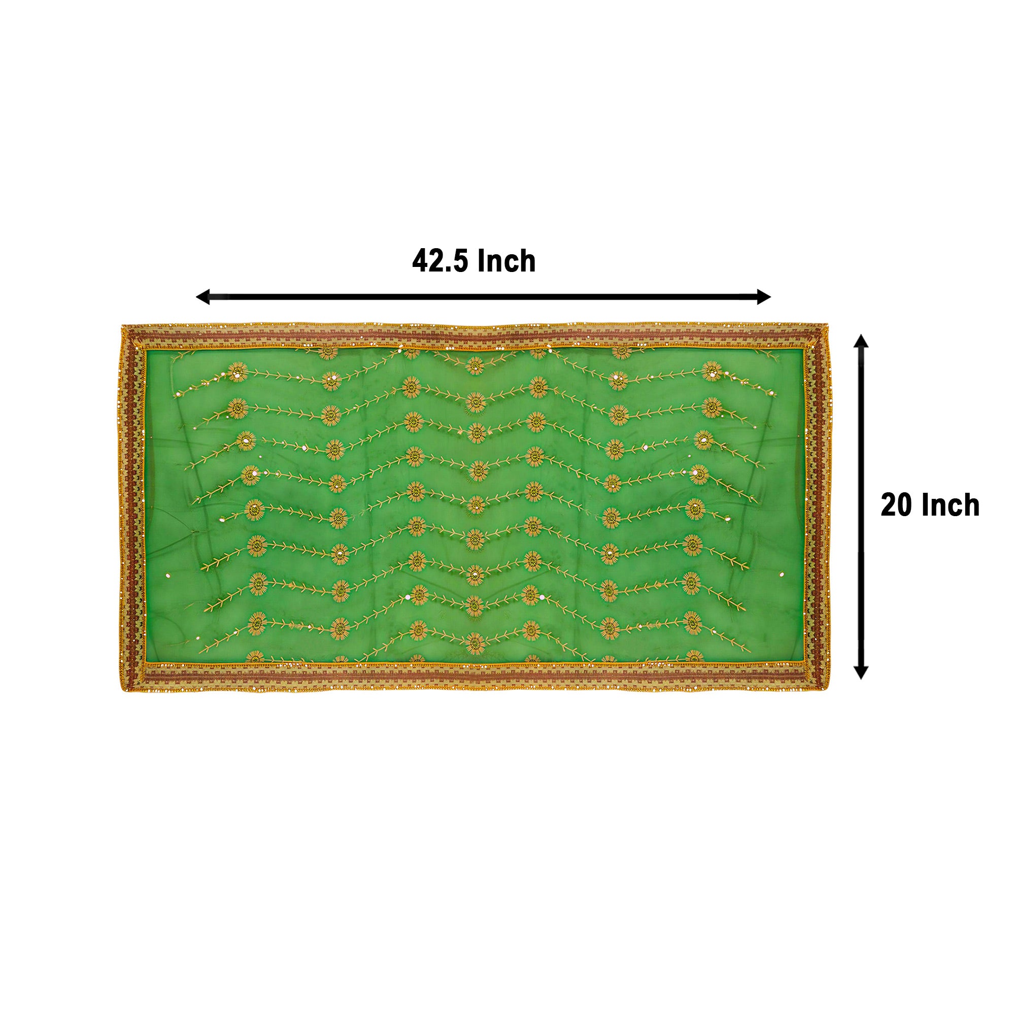 Green Net Chunri with Gold Zari Border.