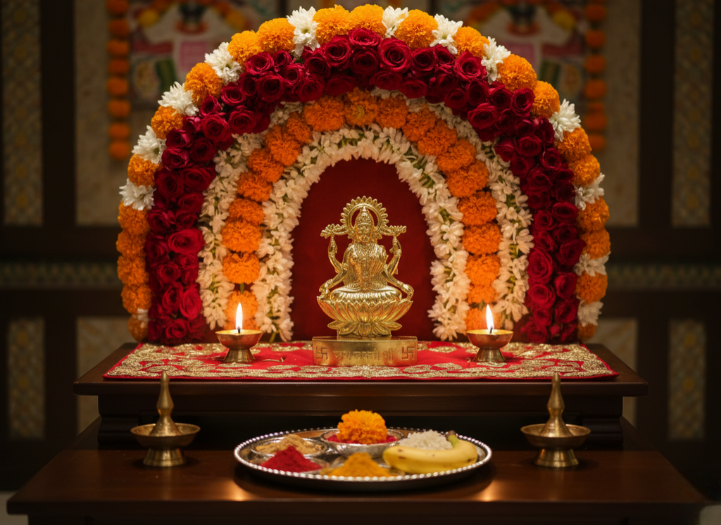 Brass Metal Laxmi Idol/Lakshmi Statue/Murti Of Maa Laxmi Ji Color Gold