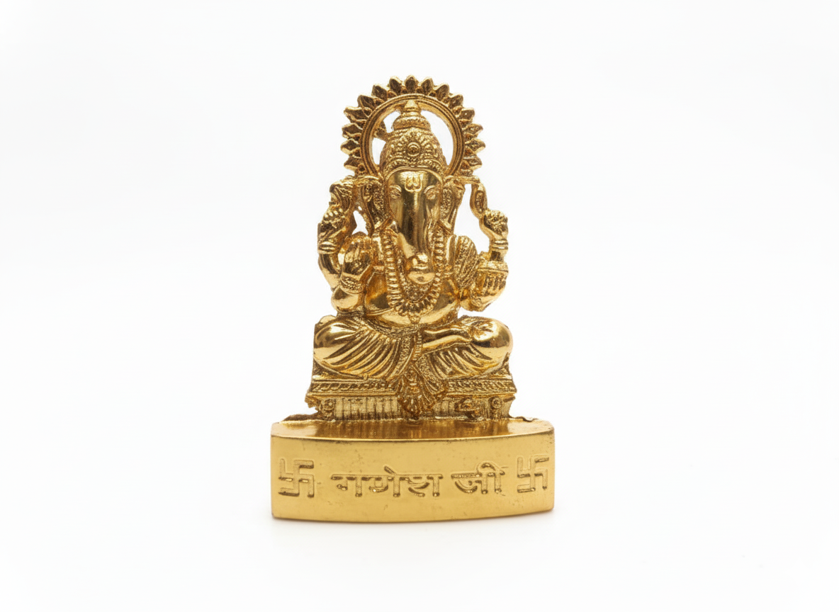 Brass Metal Ganesh Idol/Ganesh Statue/Murti Of Shree Ganesh Ji Color Gold
