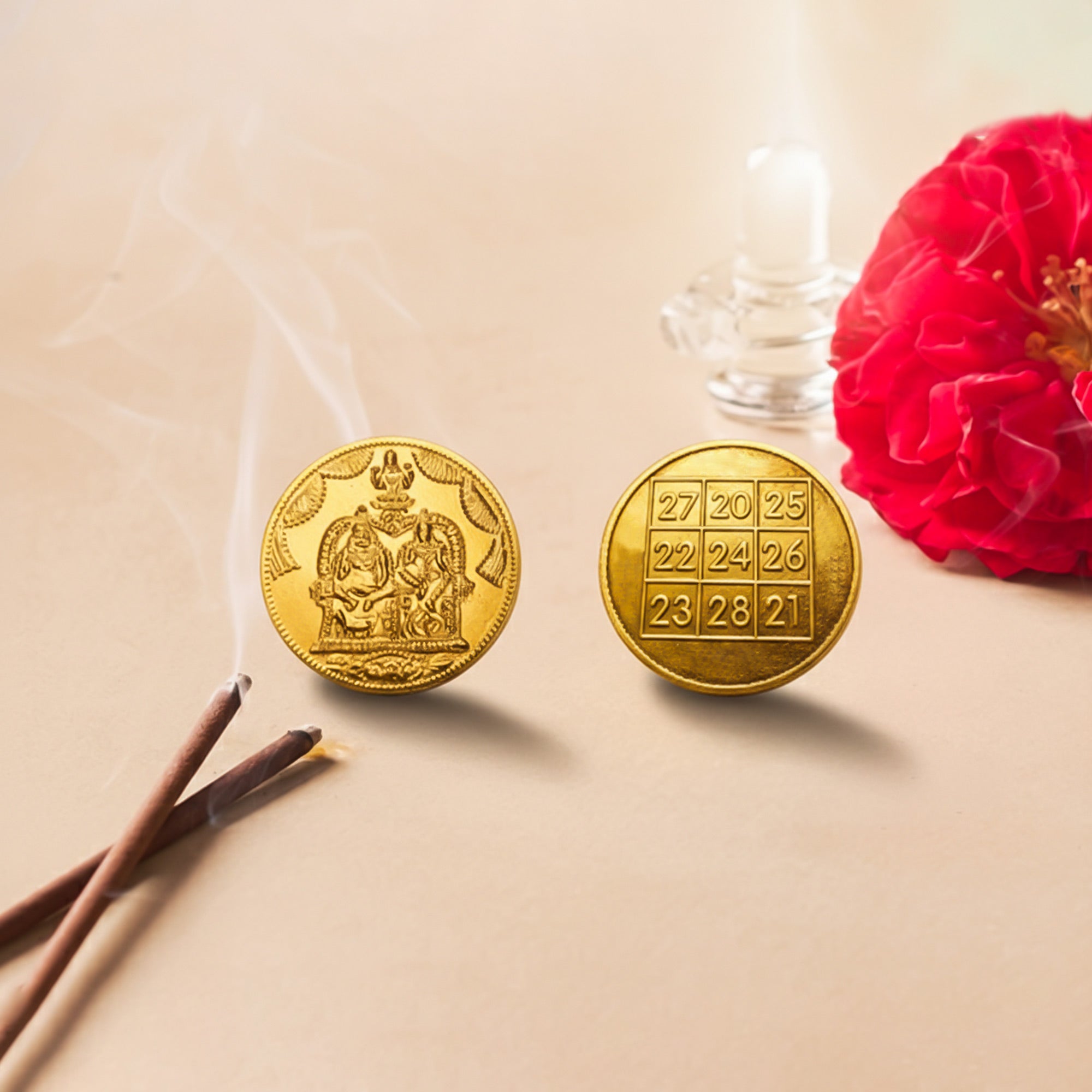 Sacred Pooja Coir Yantra Coins – Set of 10 (2.5 cm)