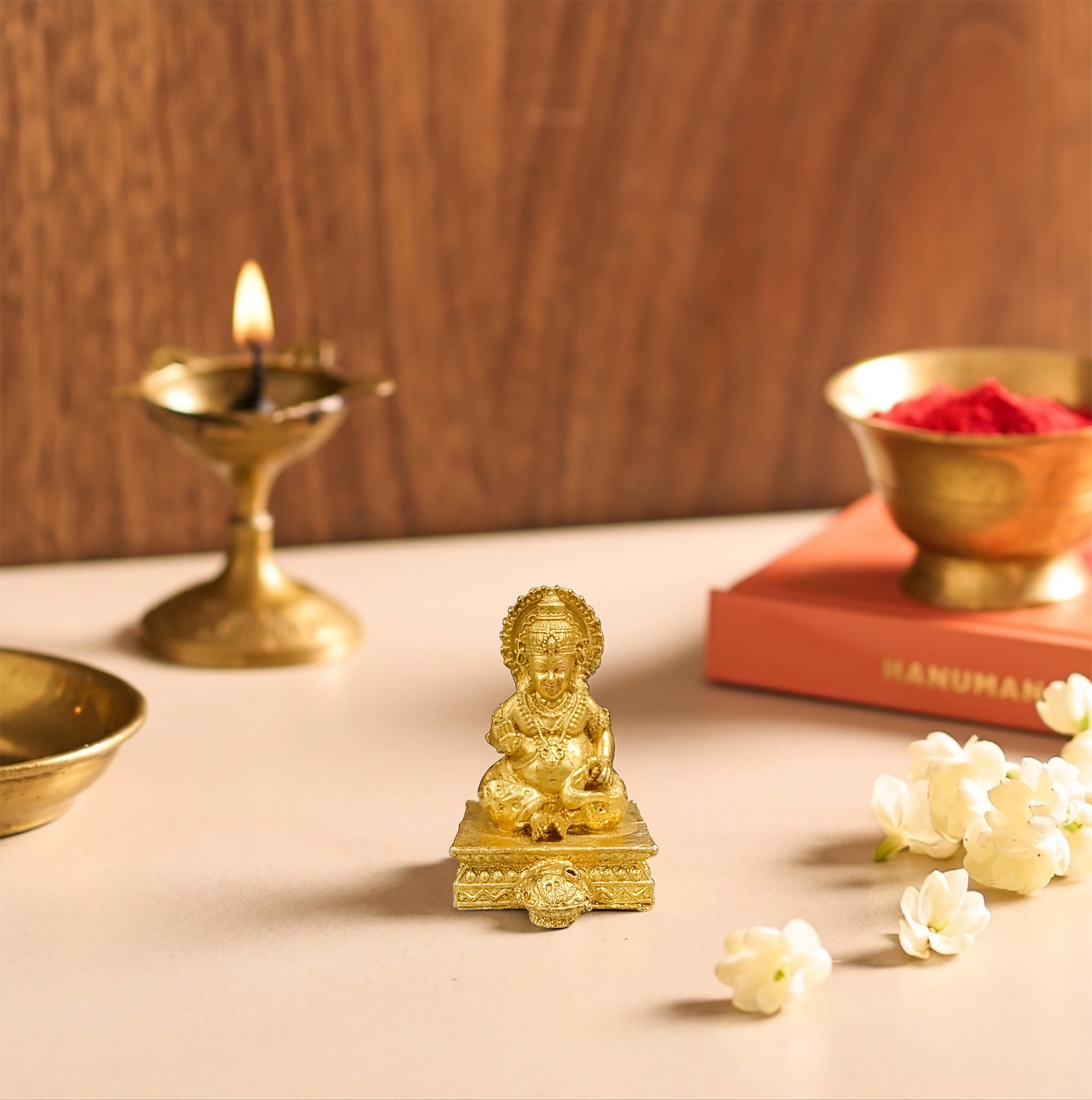 Brass Kubera Idol on Square Pedestal