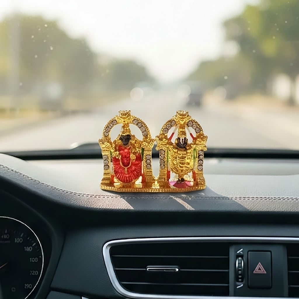Golden Lakshmi Balaji Car Dashboard Idol