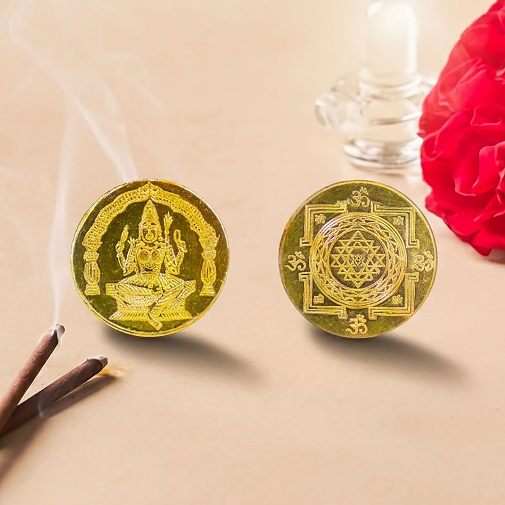 Sacred Pooja Coir Yantra Coins – Set of 10 (2.5 cm)