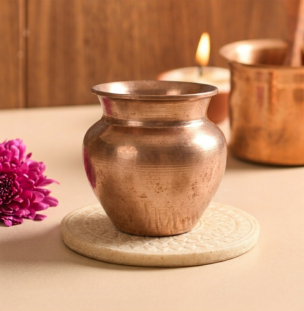 Copper Pooja Kalash (Gangajal Chombu)
