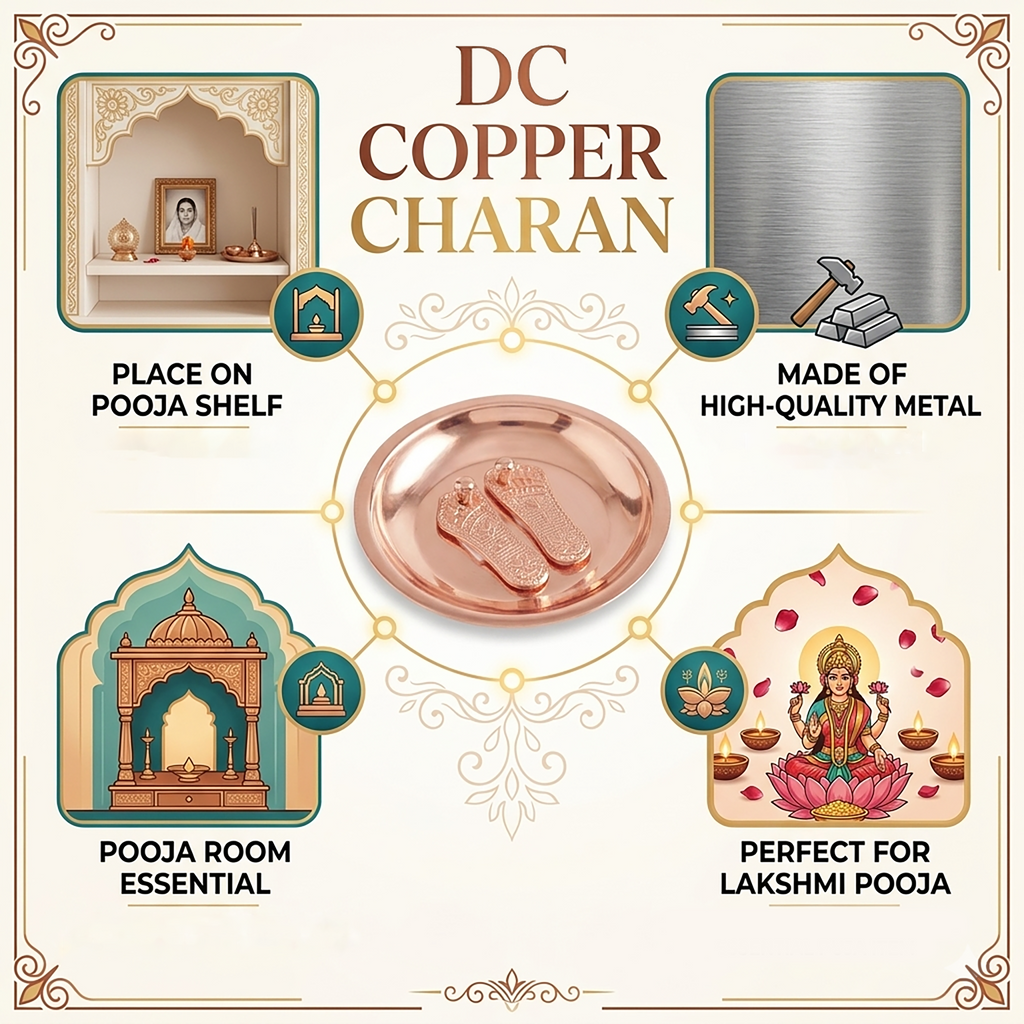 Copper Charan Paduka Puja Plate Set