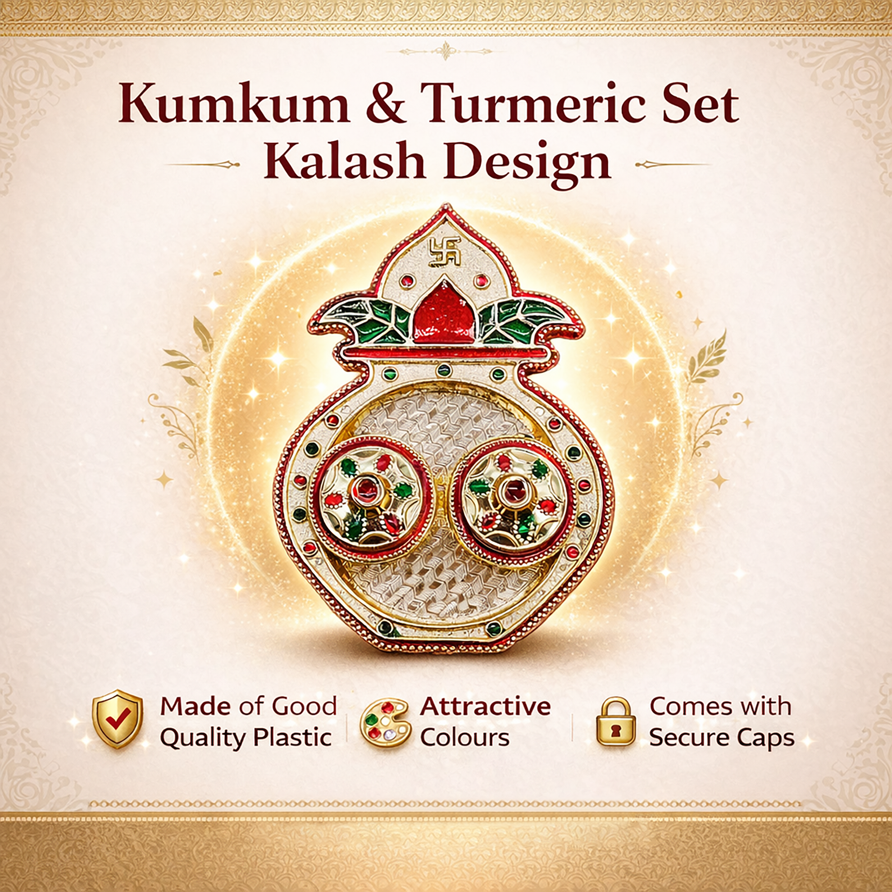 Gold-Plated Kalash Haldi Kumkum Set