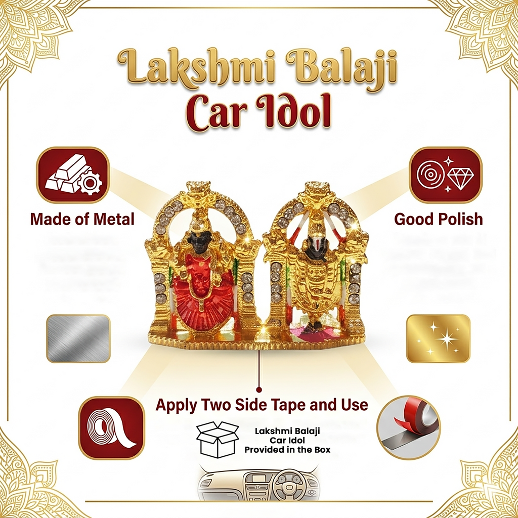 Golden Lakshmi Balaji Car Dashboard Idol
