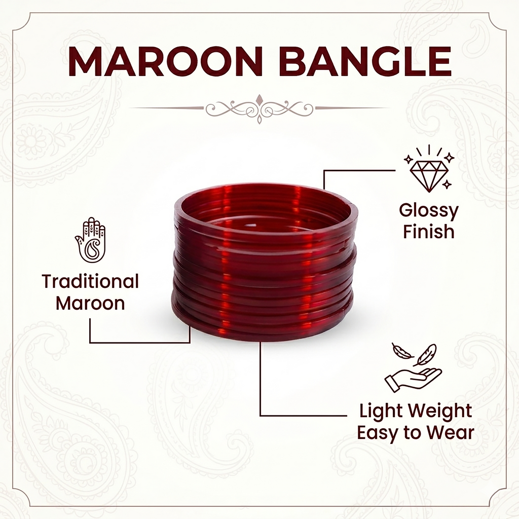 Plain Maroon Glass Bangles