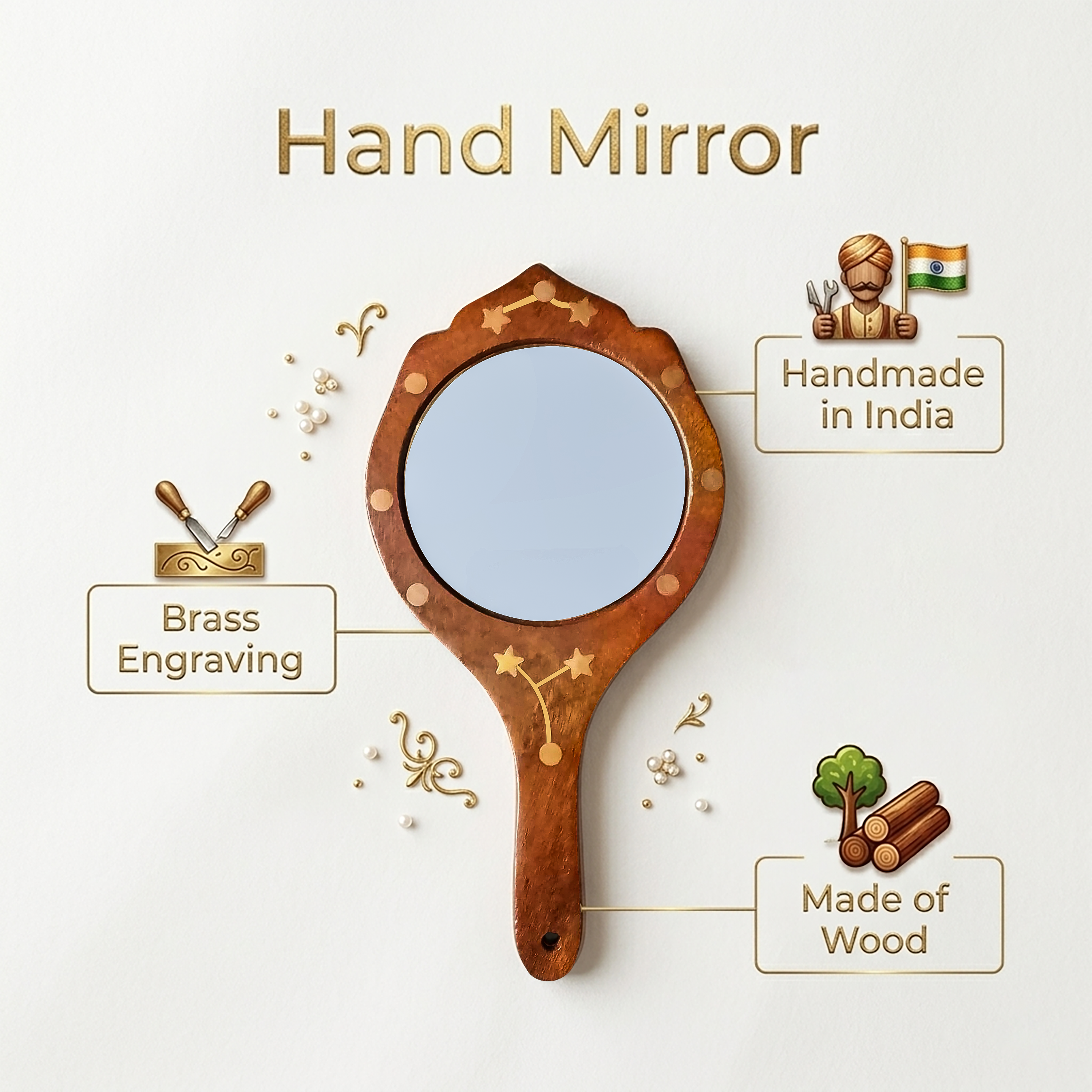 Wooden Hand Mirror