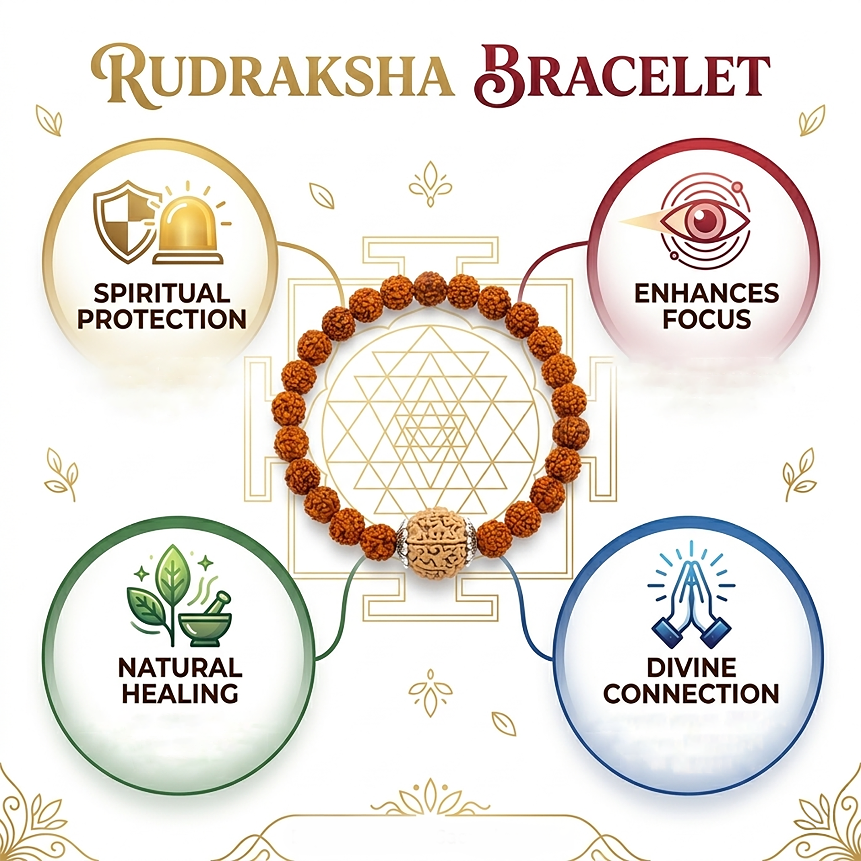 Rudraksha Bracelet with Silver Toned