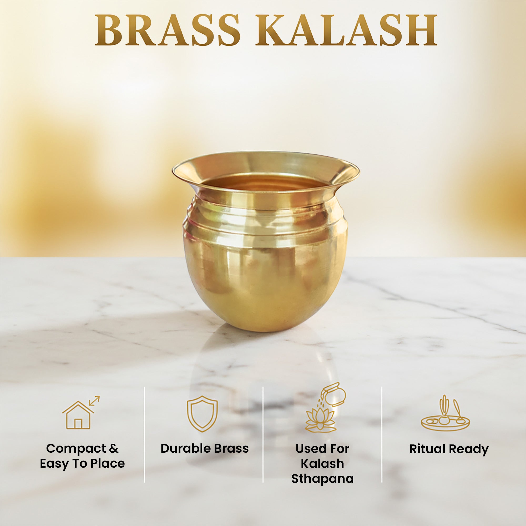 Brass Kalash Pot for Pooja and Rituals