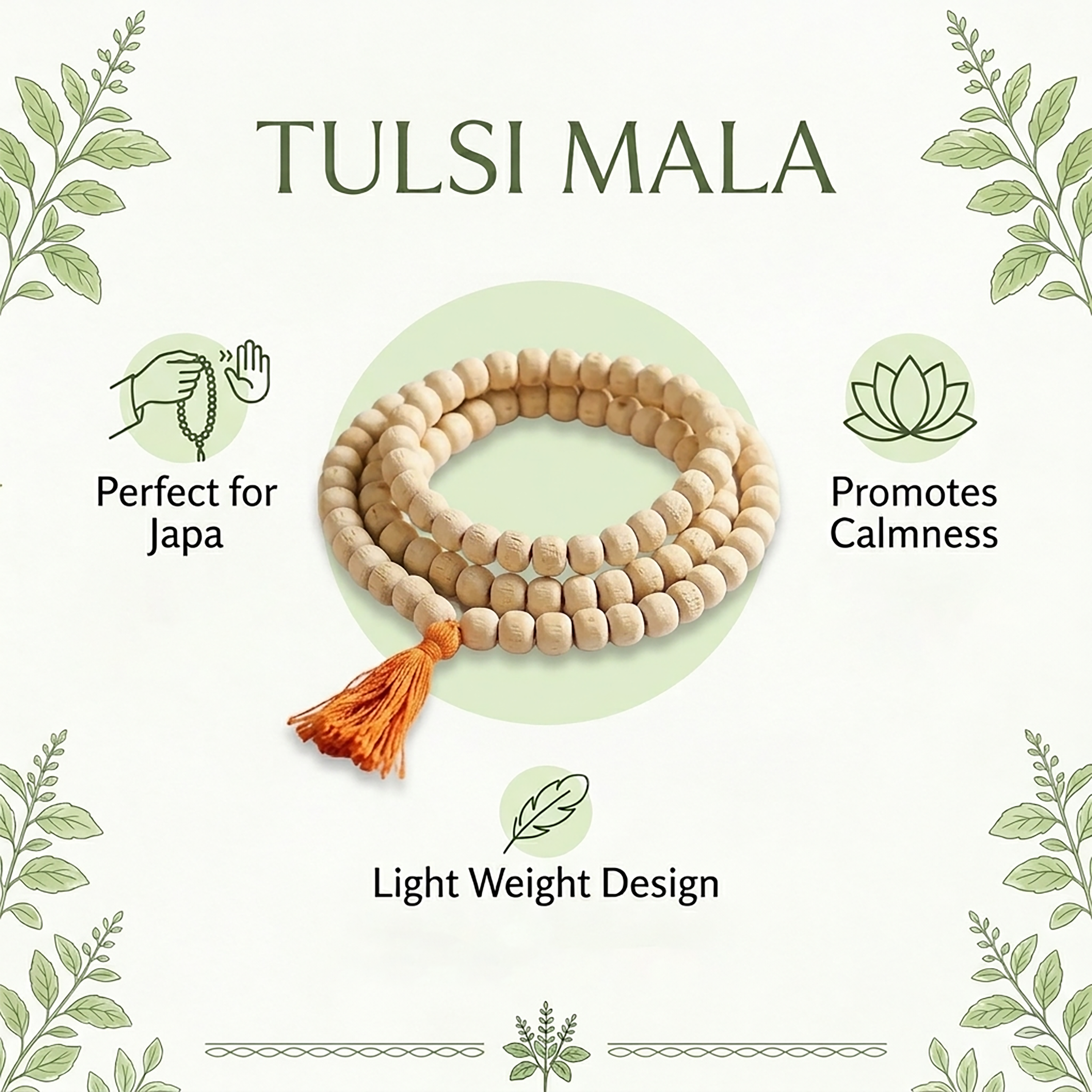 Holy Tulasi Mala -Basil Rosary (108 Beads)