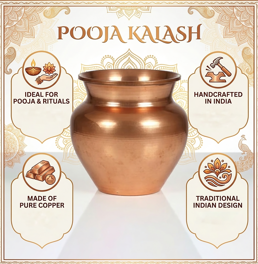 Copper Pooja Kalash (Gangajal Chombu)