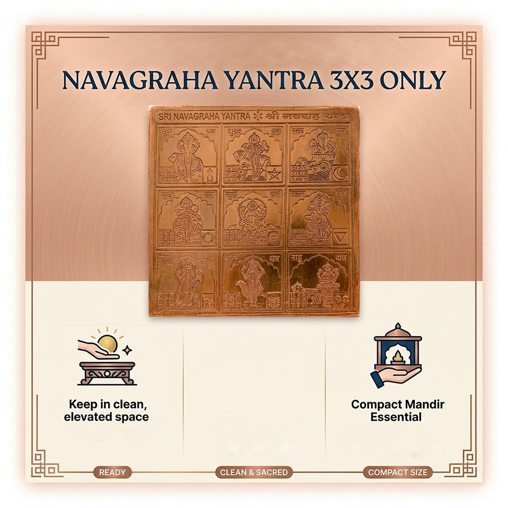 Sri Navagraha Yantra Copper Plate (3x3).