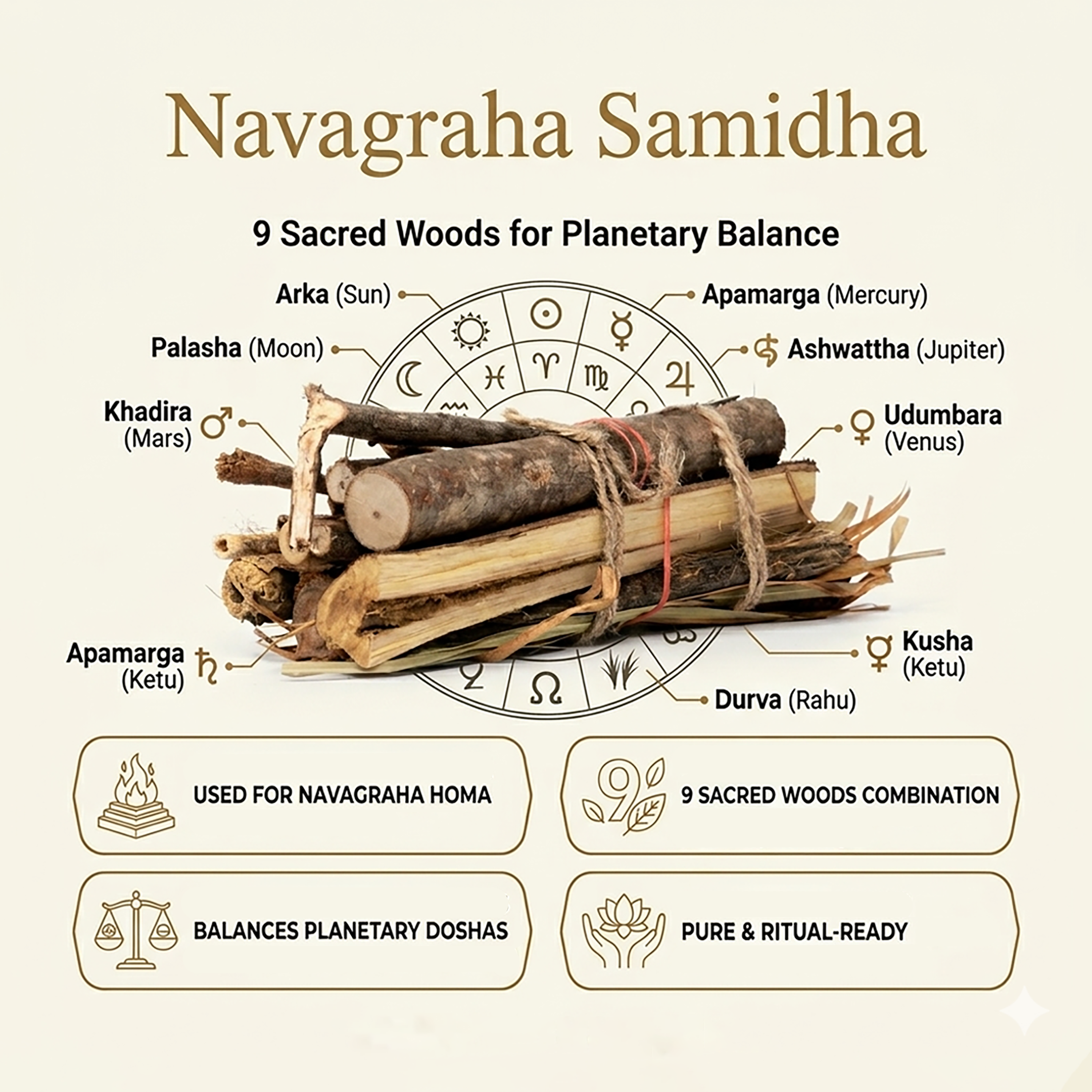 Navagraha Samidh Wood Bundle for Havan and Pooja.