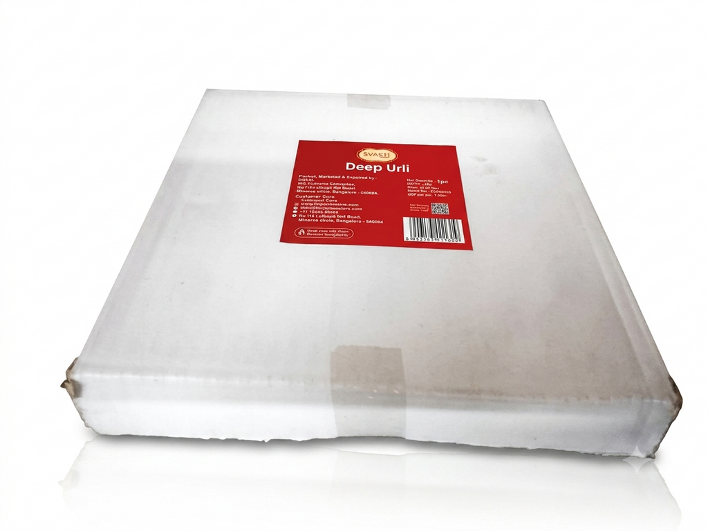 Clear plastic bag with a red label on a white background