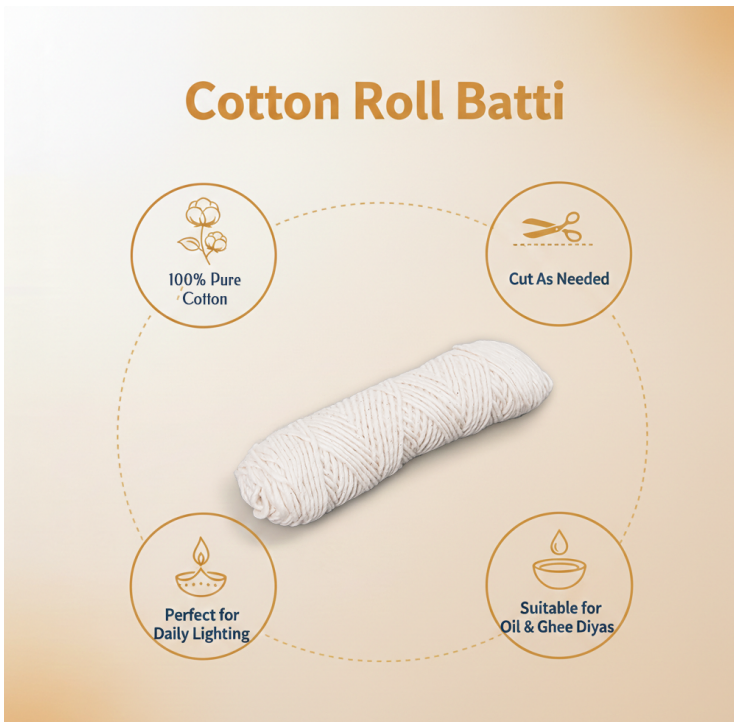 Premium Cotton Roll Bathi for Pooja  (1 Pc).