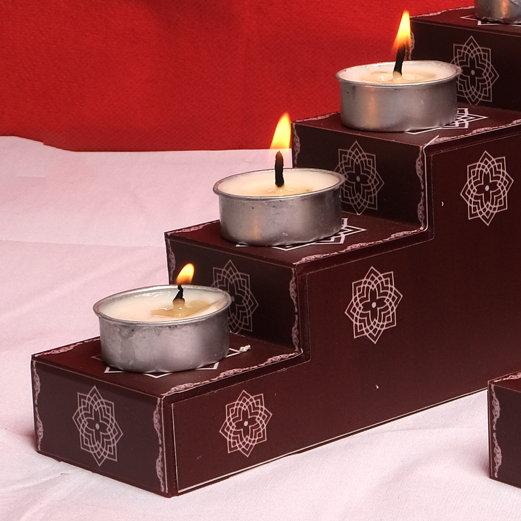 Wooden Diya Steps Brown Colour