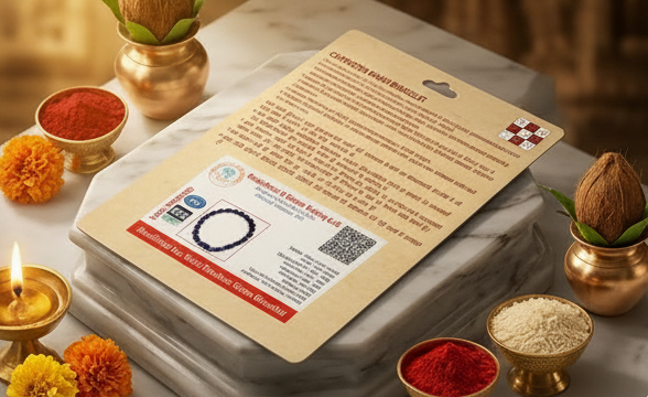 Collage of a product packaging with decorative elements on a wooden background