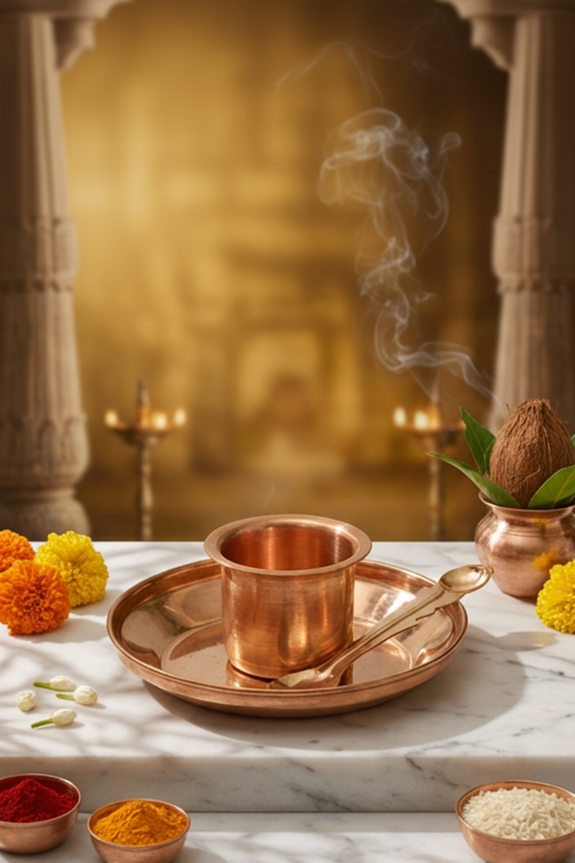 Pure Copper Holy Panchapatra Set