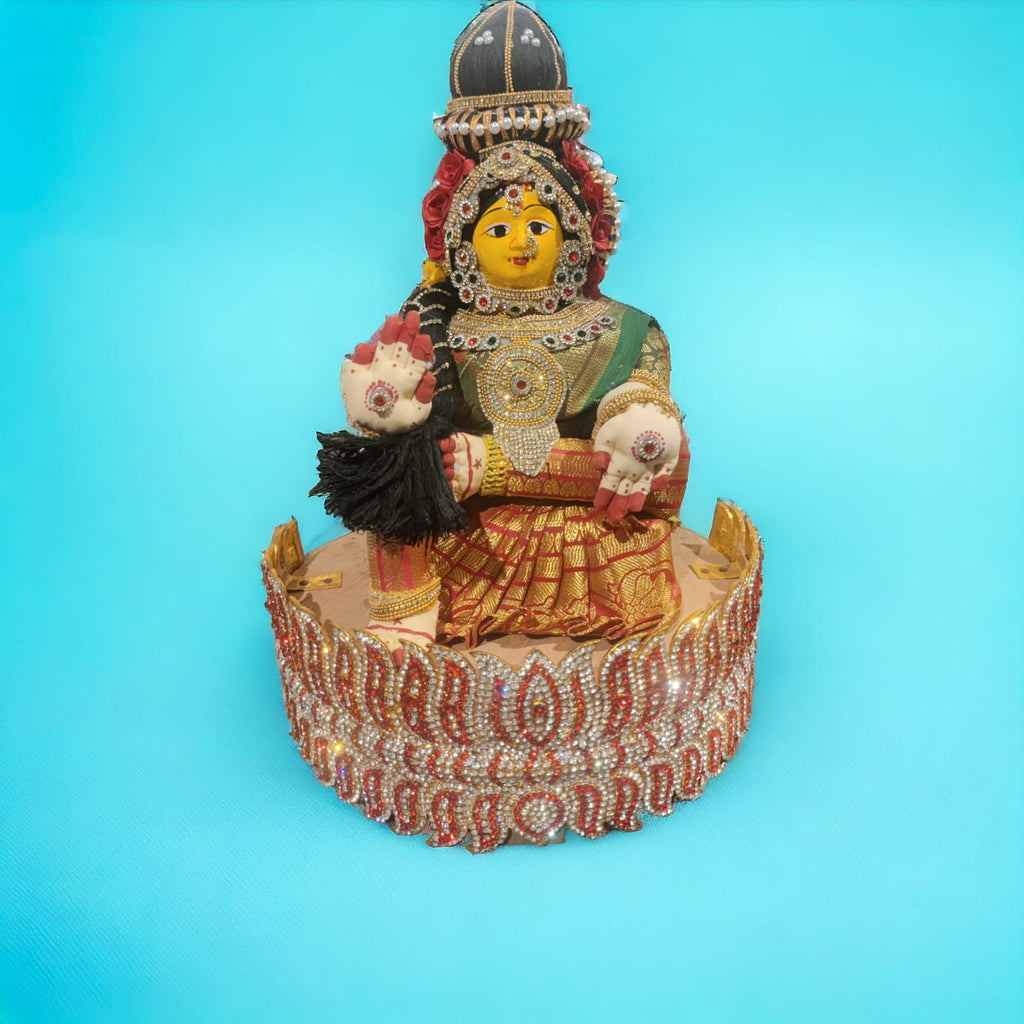 Varamahalakshmi Idol with Embellished Lotus Base