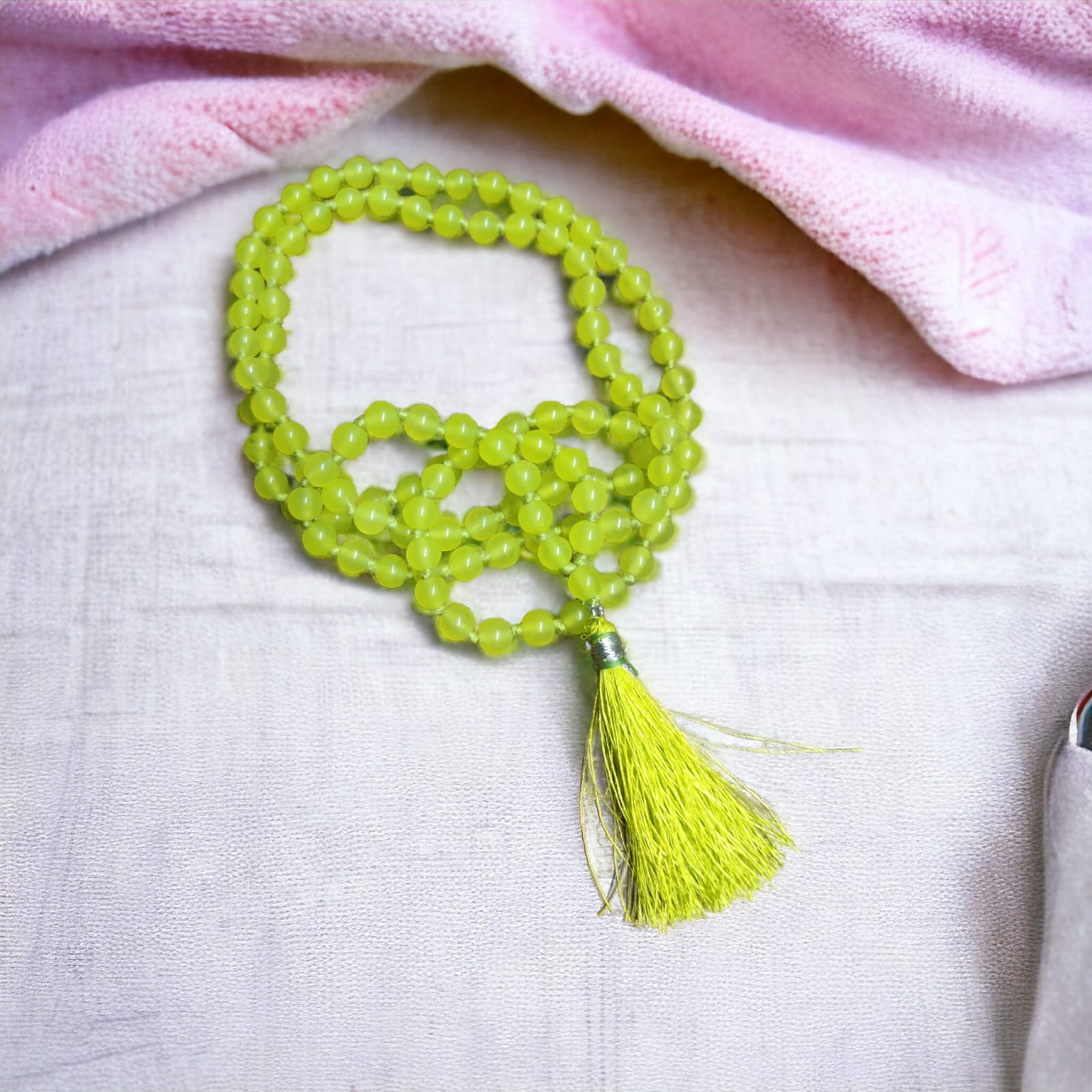 Neon Green Glass Beads Mala (6mm)