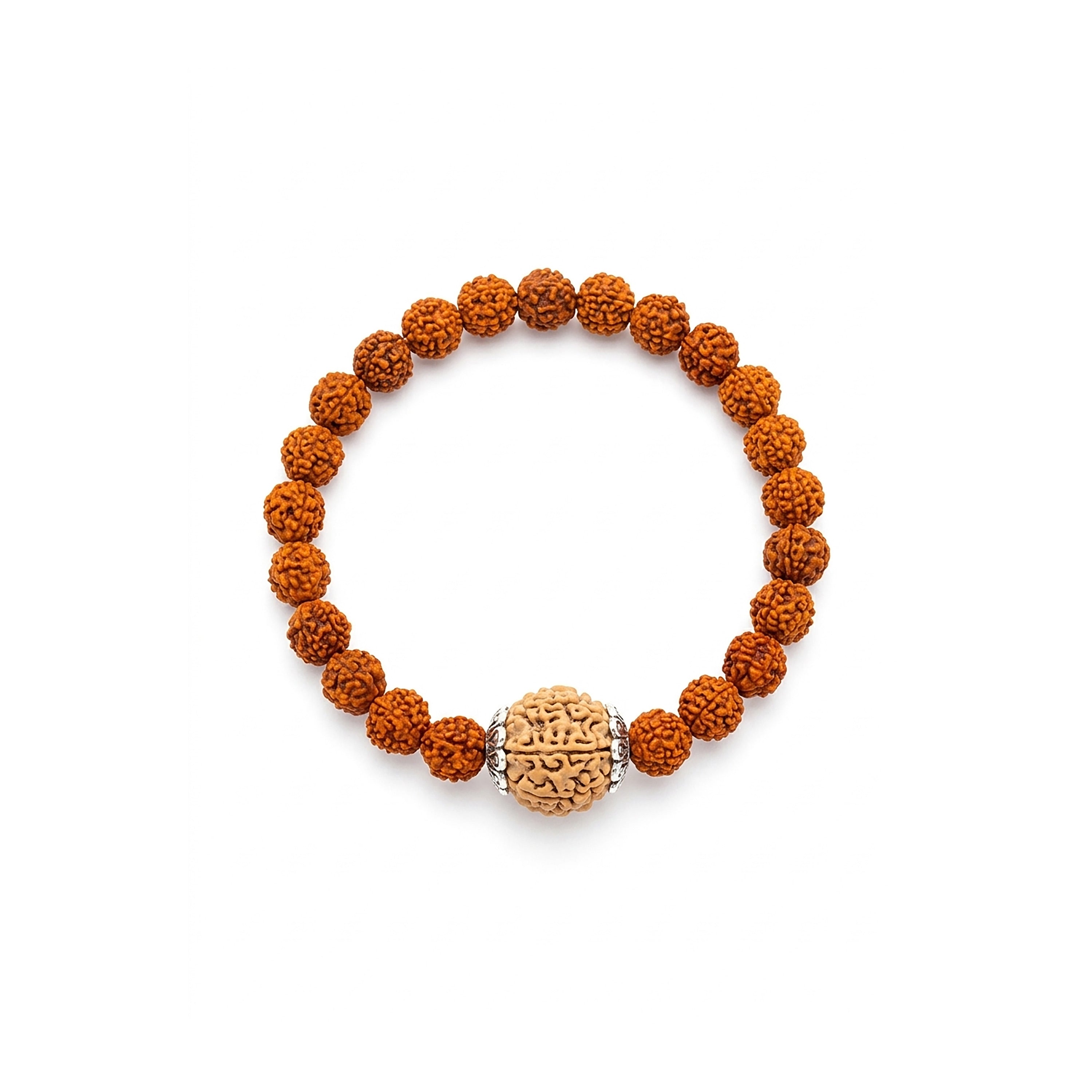 Rudraksha Bracelet with Silver Toned