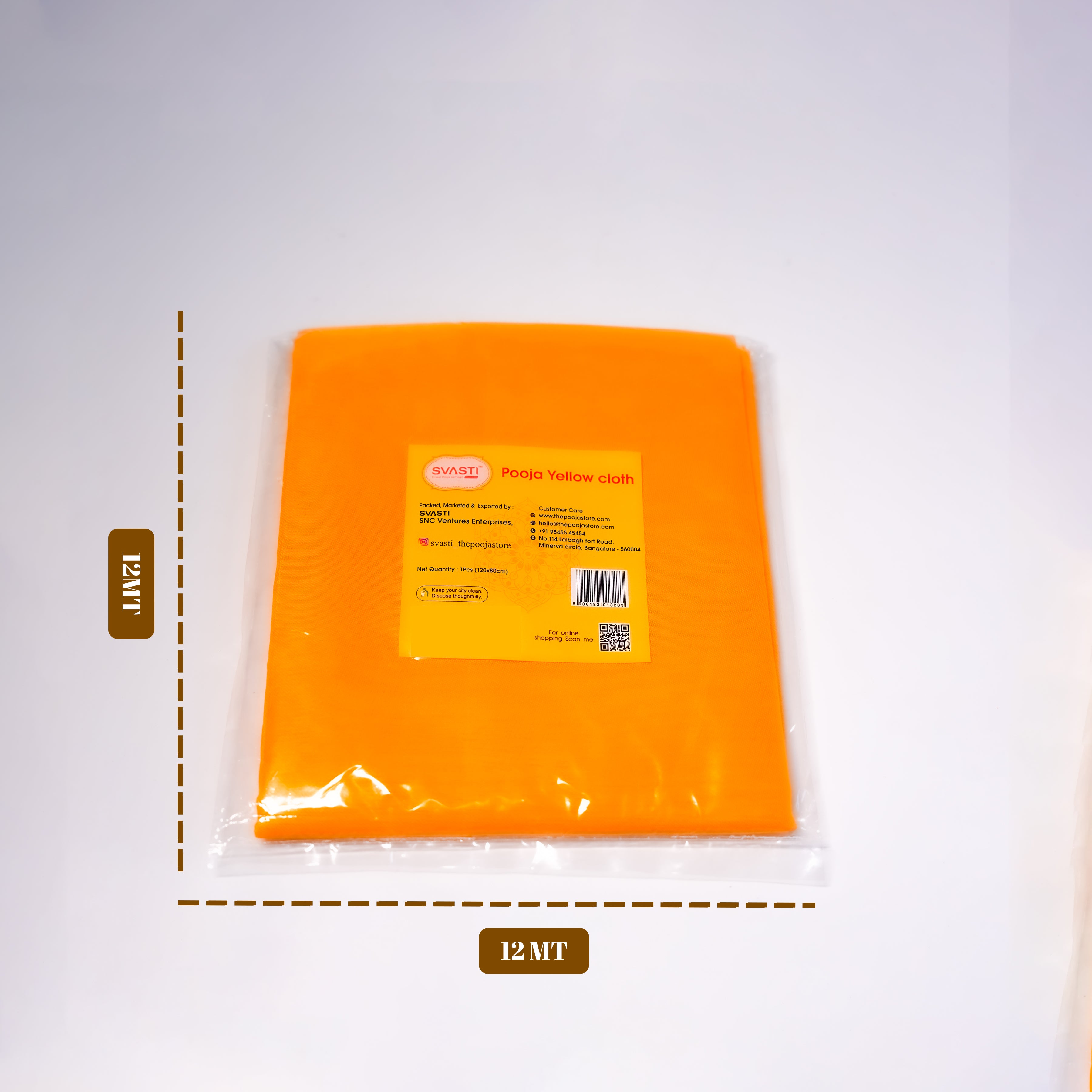 Cotton Yellow Puja Cloth -  120 x 80 cm