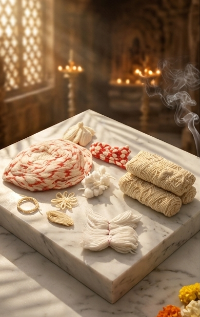 Triptych of food platters with decorative elements on a neutral background