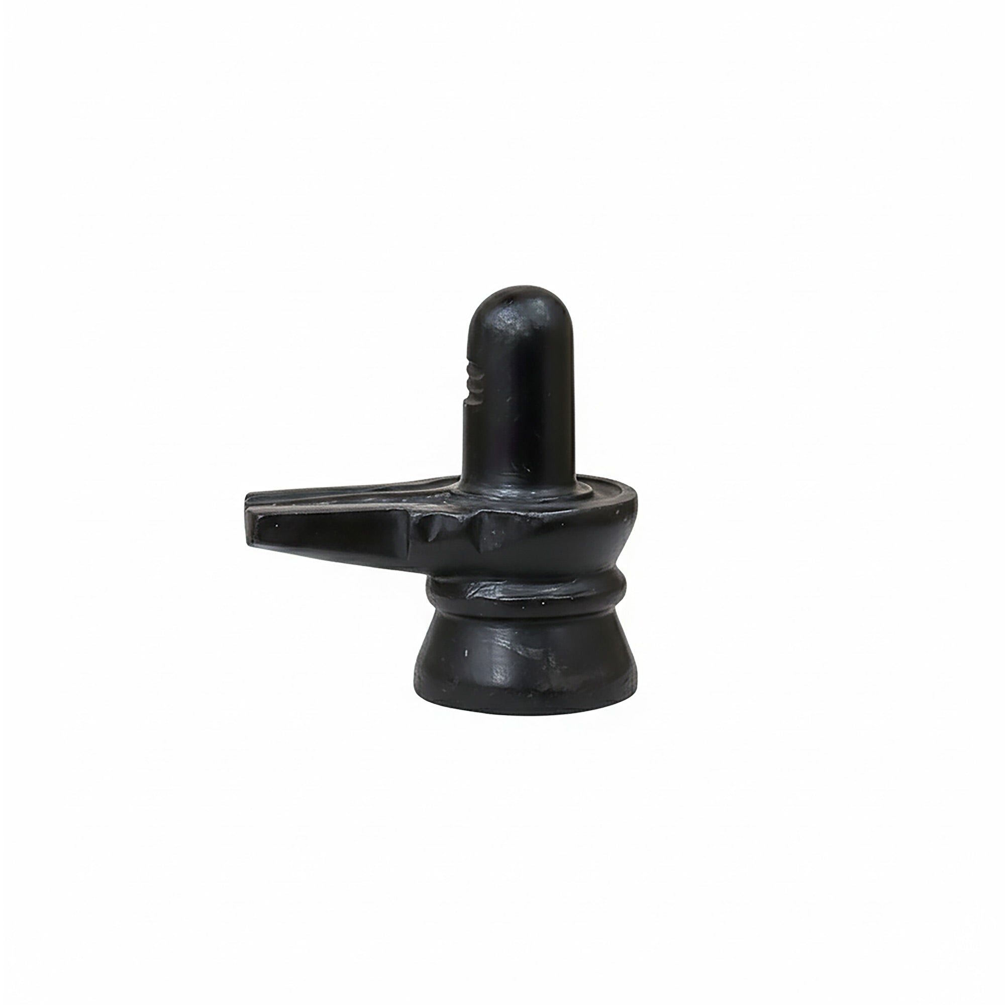 Black plastic component on a white background
