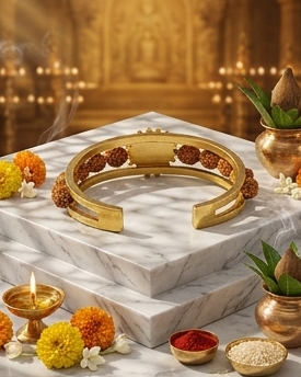 Ornate bracelet displayed on a marble surface with decorative elements, shown on a website interface.
