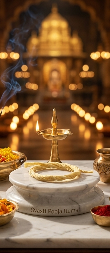Collage of three images featuring a gold bracelet on a marble surface with flowers and incense.