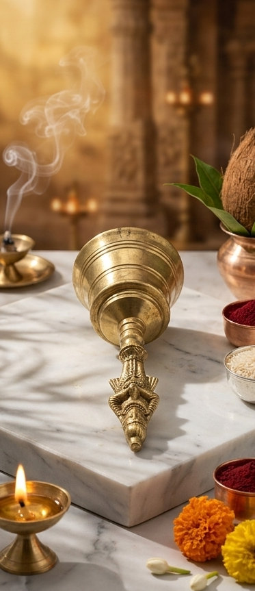 Brass Pooja Bell with Hanuman