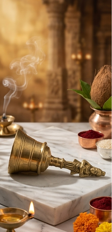 Brass Pooja Bell with Hanuman
