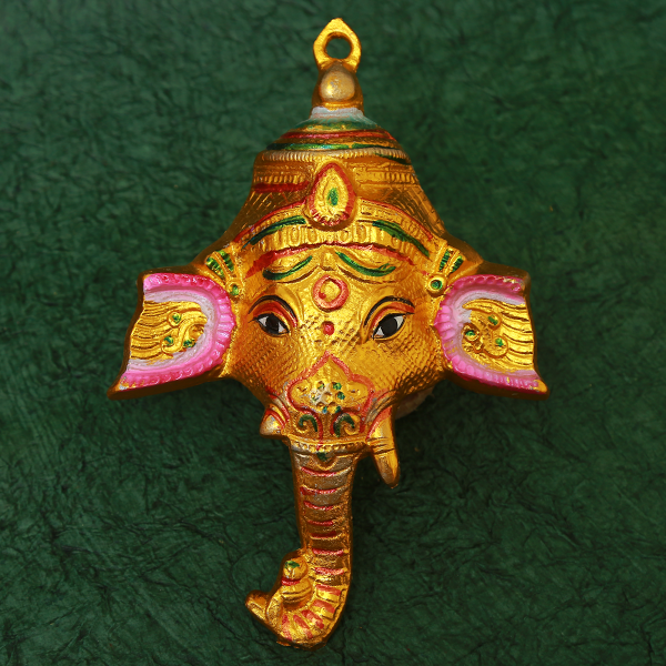 Ganesha Face Golden Plain / Ganesha Face with Decoration - Small