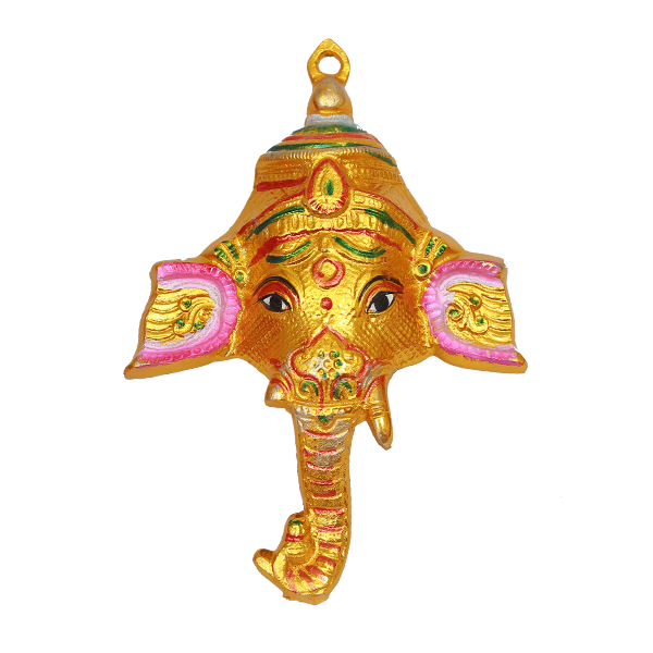 Ganesha Face Golden Plain / Ganesha Face with Decoration - Medium