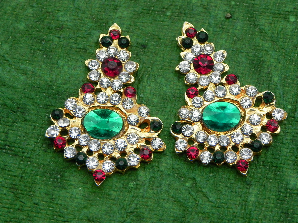 Stone Haaram Side-Pendants for Deity Idols - 12 Inch Set