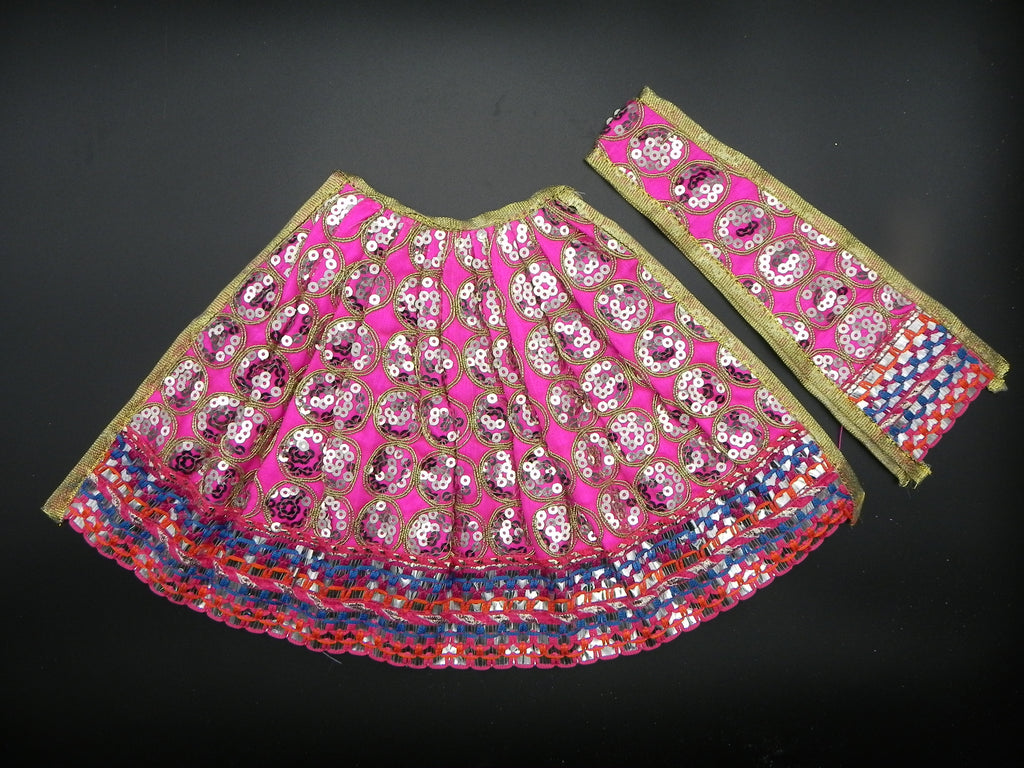 Round Chamki Design Lehenga and Patka Set Height-8 inch